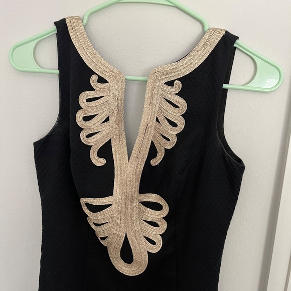 Lilly Pulitzer Black + Gold Janice Dress Shift Dress - Picture 2 of 4